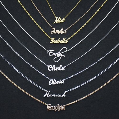 Sterling Silver Personalized Name Necklace, Custom Bridesmaid Gift