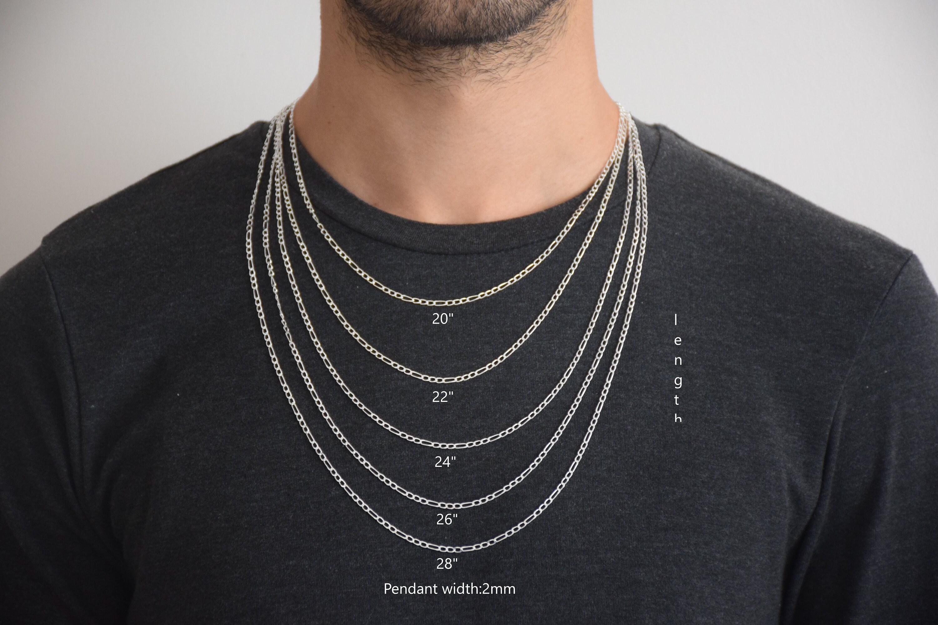 Sterling Silver Figaro Chain Necklace: 2-7mm Widths - Etsy Canada