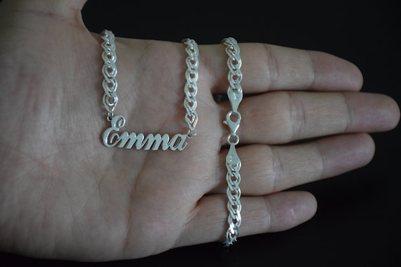 Sterling Silver Name Necklace With Thick Chain Name Necklace With