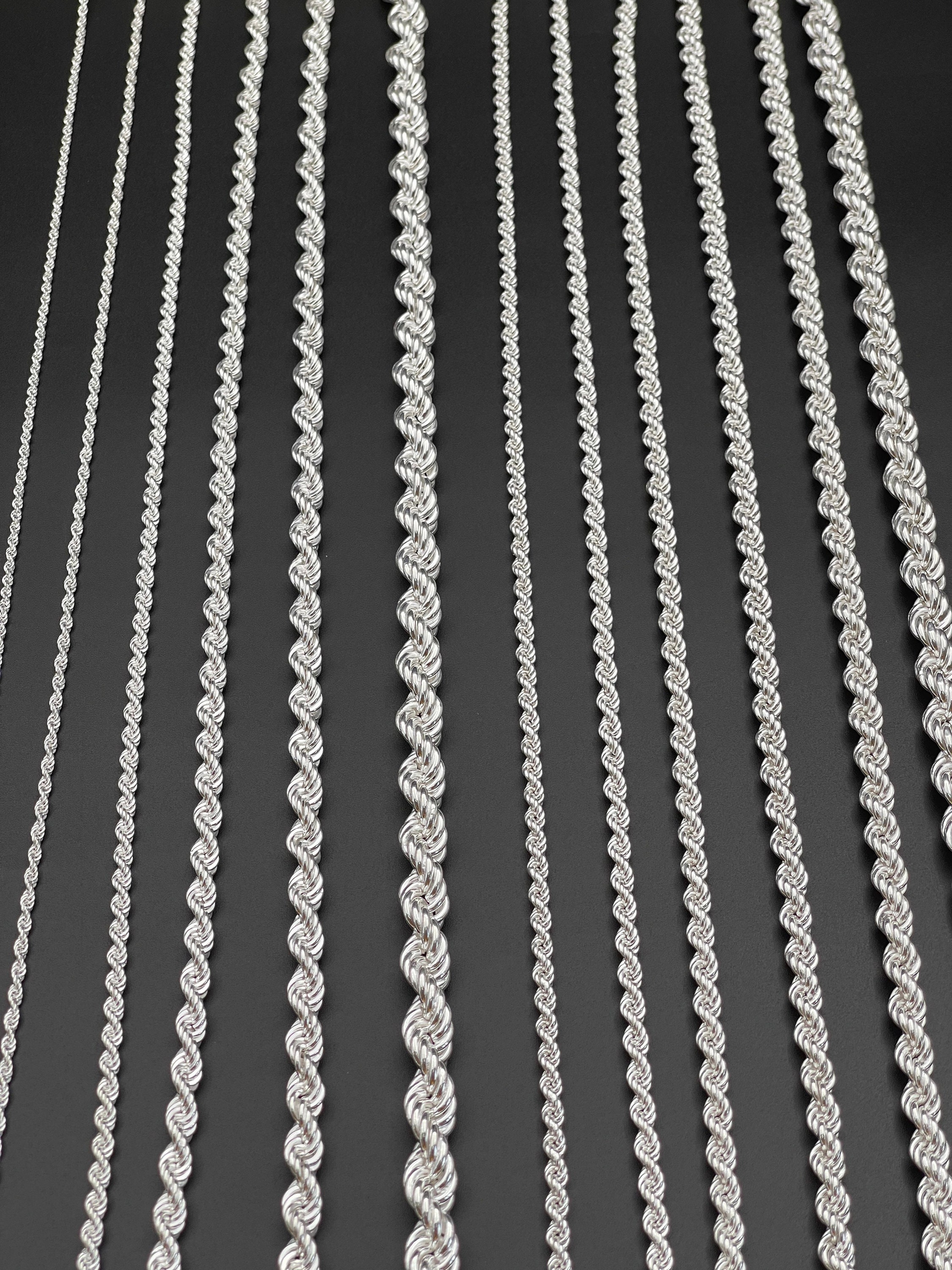 Solid Sterling Silver Rope Chain, 925 Silver Rope Chain
