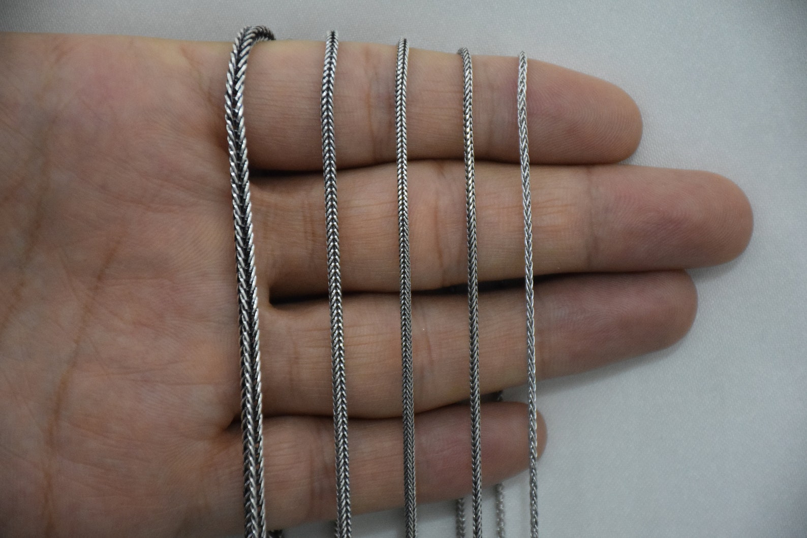 Sterling Silver Oxidized Foxtail Chain Braided Black Chain - Etsy