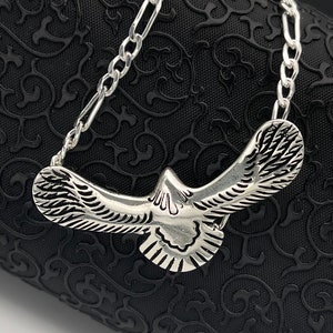 Sterling Silver Flying Eagle Pendant, Eagle Men Necklace, Patriotic Eagle Jewelry, Eagle Oxidized Silver, Necklace For Men, Husband Pendant