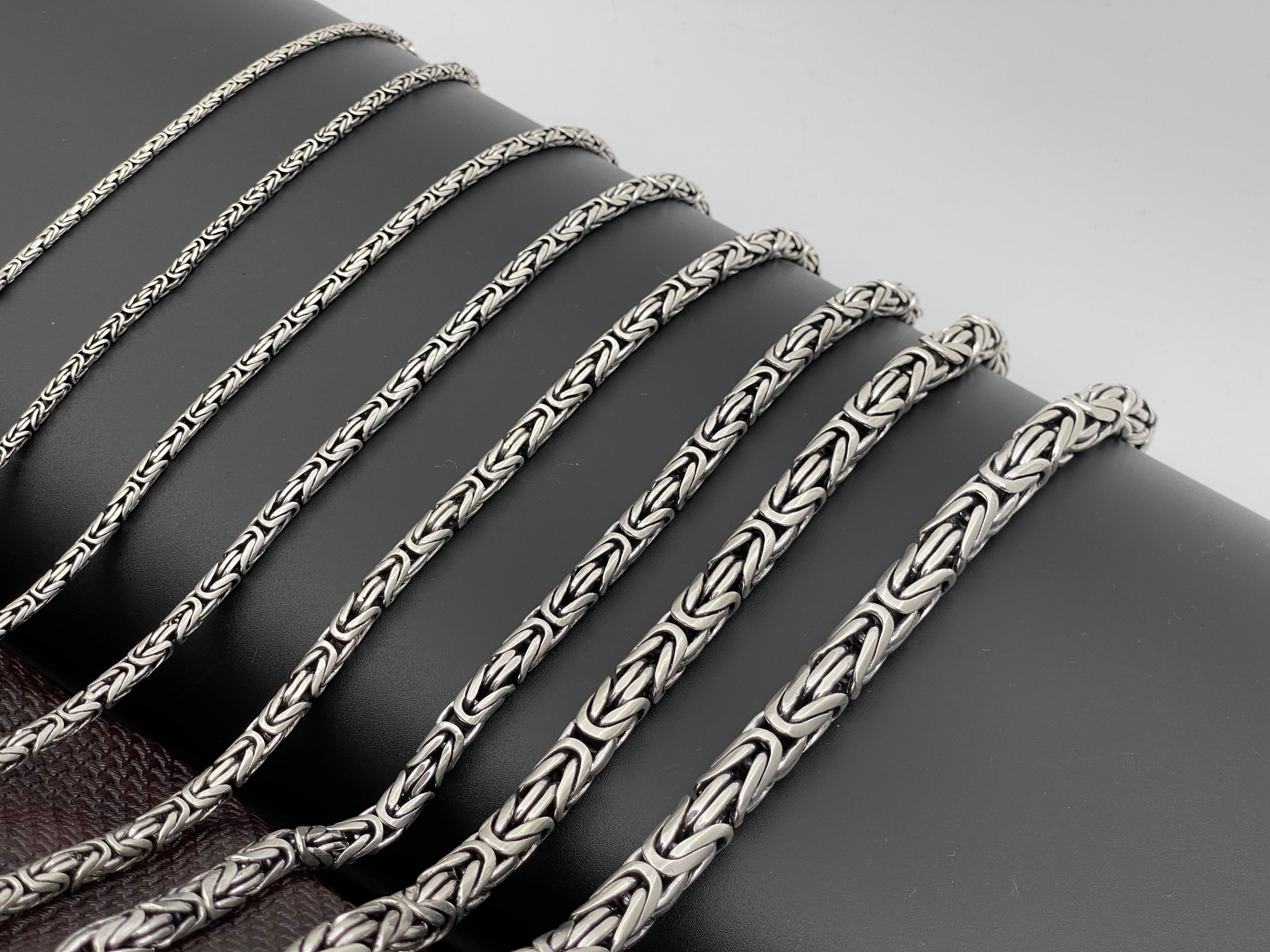 Men's 5mm, Sterling Silver, Solid Byzantine Chain Necklace - The Black Bow  Jewelry Company