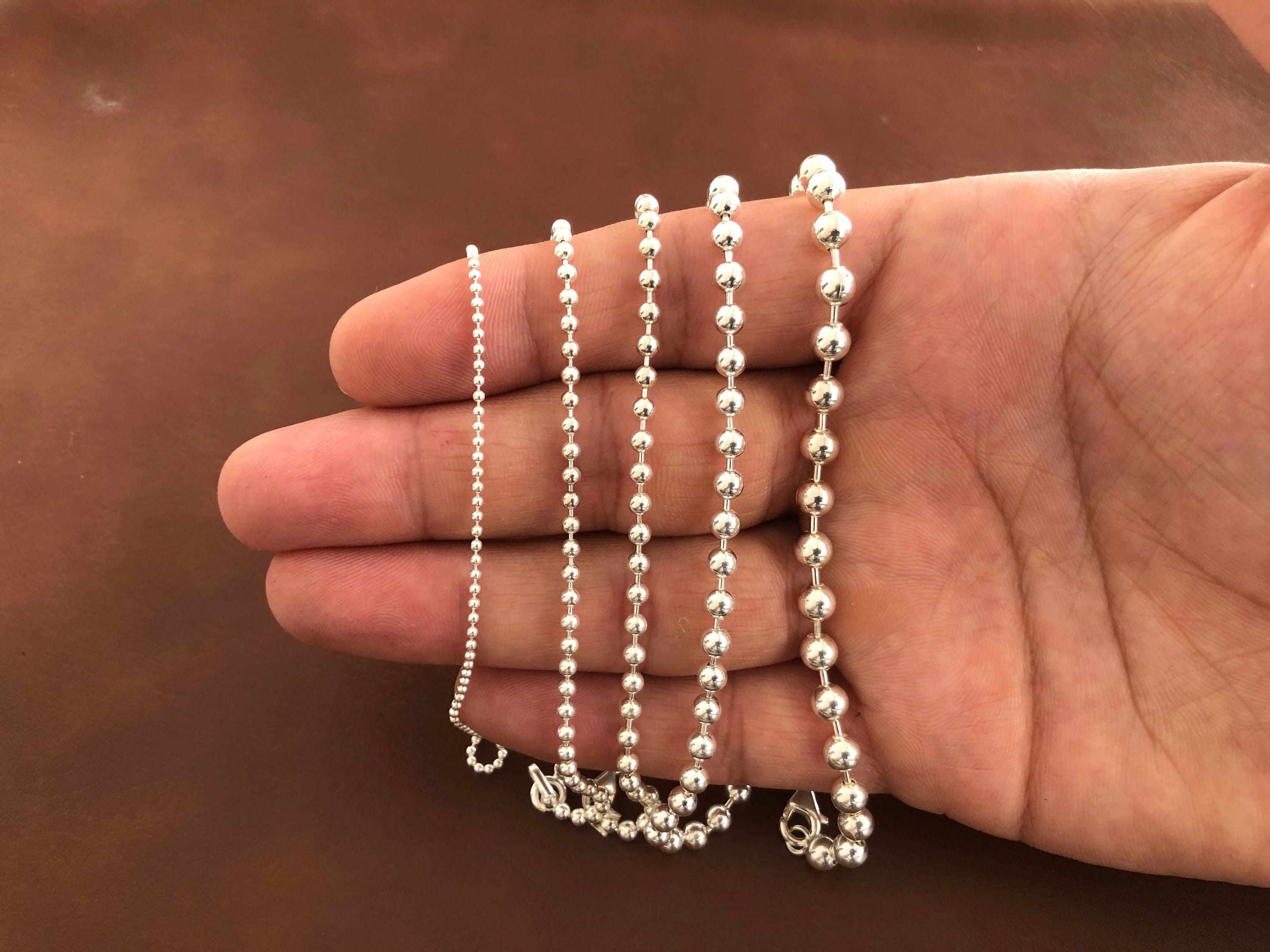ネックレス・ペンダント 2 Ways 5mm Silver Ball Beaded Beads Long Necklace For Women 5mm Sterling Silver Bead Necklace, 5mm Sterling Bead