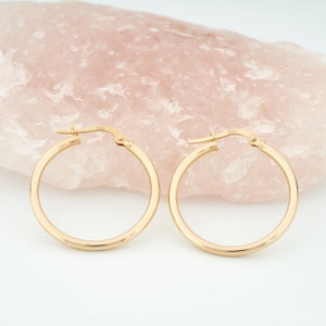 14K Gold Hoops Earrings, Huggie Hoop Earrings, Solid Gold Huggie Hoops, Women&#39;s Gold Earrings, 14K Gold Jewelry, Small Hoop Earrings