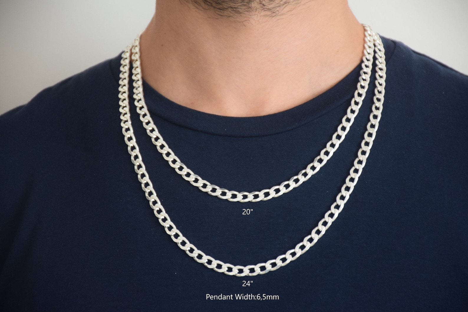 925 Sterling Silver Curb Necklace Chain, Silver Cuba Link Chain