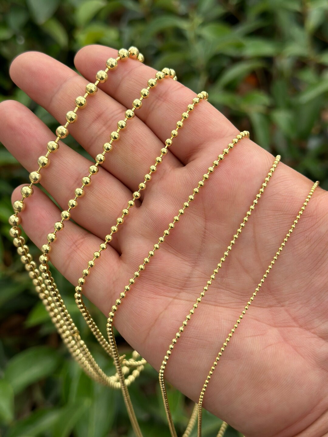 Gold Plated Ball Bead Chain Necklace, Chains for Men, Women's Necklace