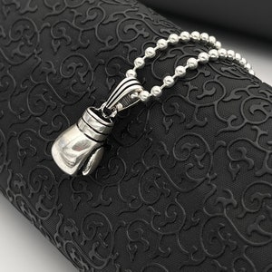 Sterling Silver Boxing Glove Necklace, Boxing Glove Pendant, Silver Kickboxing Charm, Sports Jewelry for Her, Gift for Boxer Boyfriend