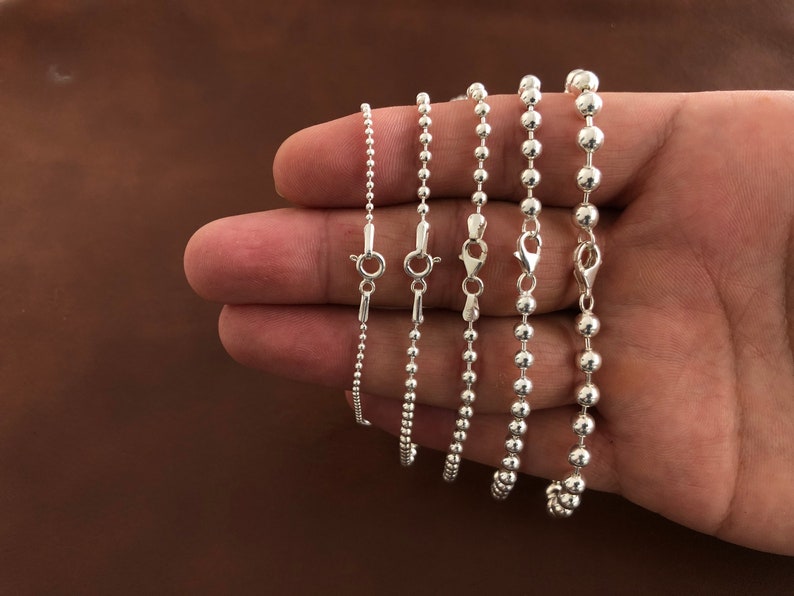 Solid 925 Sterling Silver Ball Bead Chain Necklace Chains for Etsy