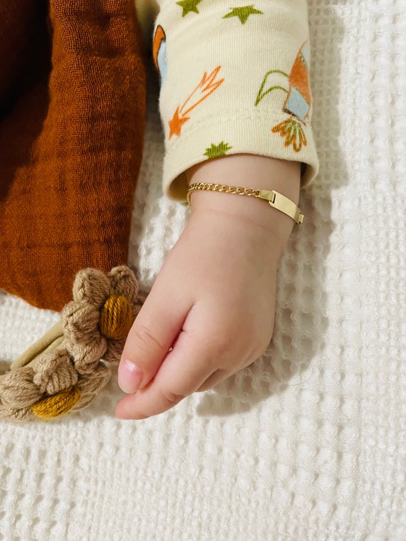 14K Solid Gold Baby ID Bracelet, Personalized Baby Jewelry, Gold Bracelet for Kid, Children Bracelet, Kid Name Bracelet, Newborn Gift