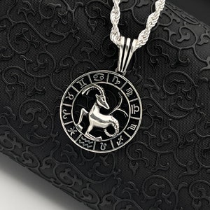 Sterling Silver Capricorn Zodiac Necklace, Women&#39;s Capricorn Necklace, Capricorn Pendant, Capricorn Birthday, Zodiac Signs Pendant