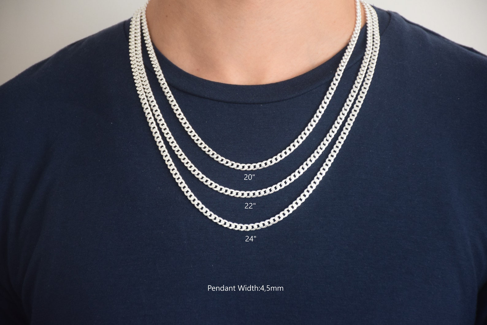 925 Sterling Silver Curb Necklace Chain, Silver Cuba Link Chain