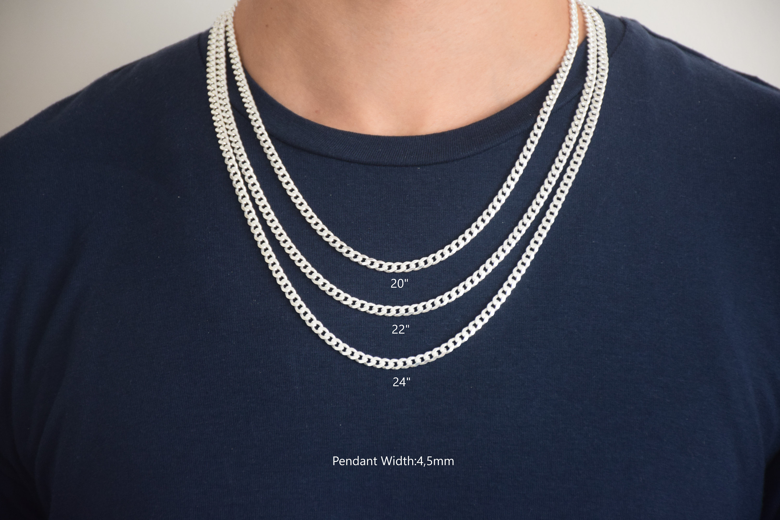 Sterling Silver Curb Chain Necklace: 4.3mm Mens Womens Jewelry