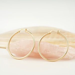 14K Real Gold Classic Endless Big Hoops Earrings, Thick Hoop Earrings for Women, 14k Gold Hoops, Gold Endless Hoops, Gold Earring Jewelry
