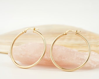 14K Gold Hoop Earrings: Small Sleeper Hoops, Everyday Jewelry