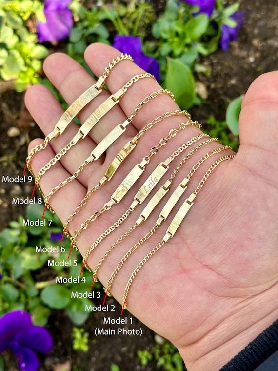 14K Solid Gold Baby ID Bracelet, Personalized Baby Jewelry, Gold Bracelet for Kid, Children Bracelet, Kid Name Bracelet, Newborn Gift
