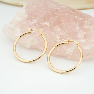 14K Gold Hoops Earrings, Real Gold Earrings, 14K Solid Gold Hoops, Earrings for Women, Gold Earring Jewelry, Gift for Girlfriend