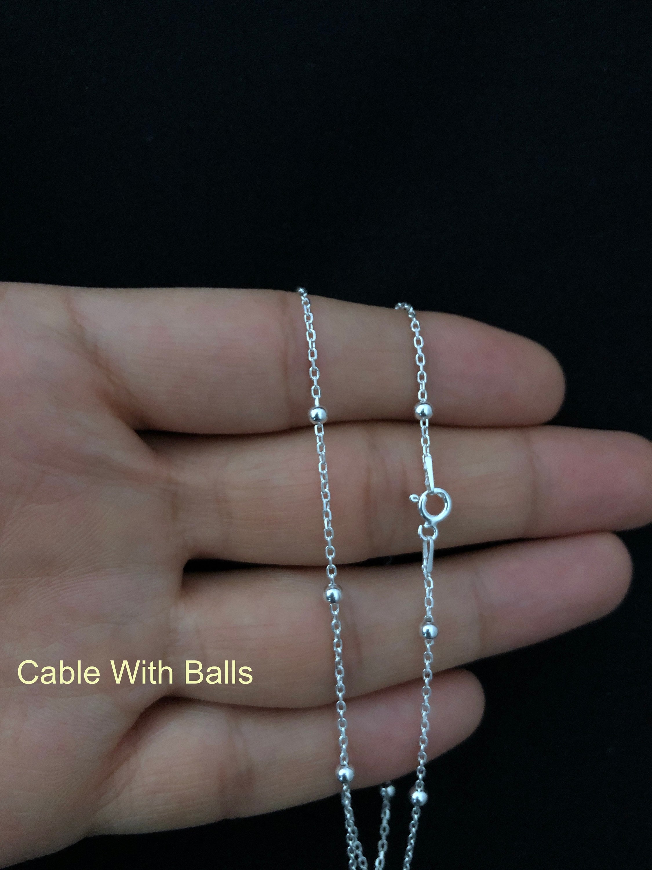 925 Sterling Silver Chain Necklace for Women Men and Kids Solid