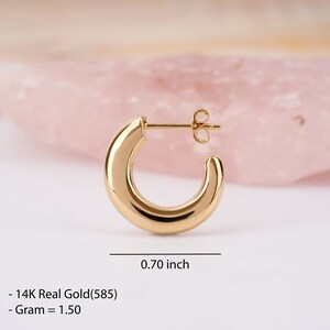 14K Gold C Hoop Earrings, Thick Earrings, Everyday Jewelry for Women, Thick Gold Hoops, Chunky Hoop Earrings, Tube Earrings, Bridal Gift image 8