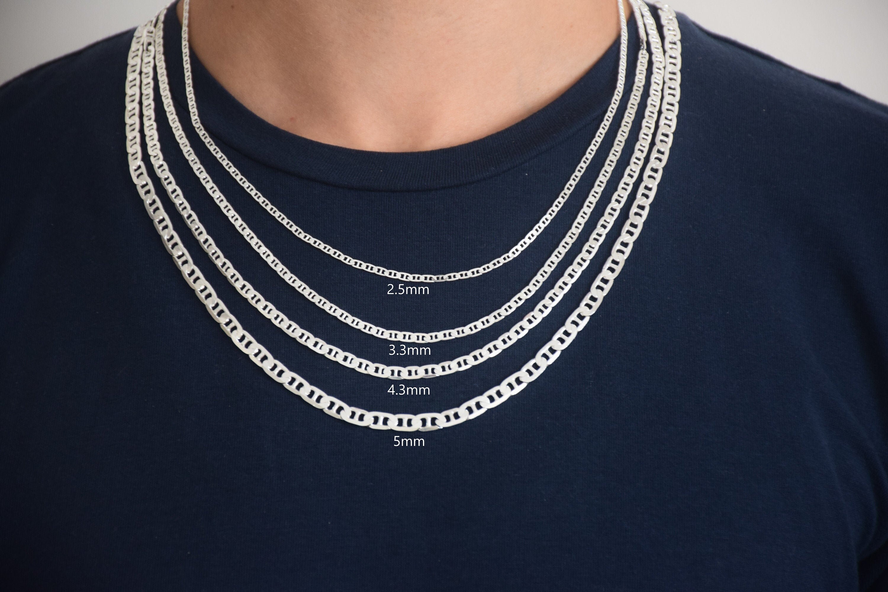 Mariner Chains 925 Sterling Silver Mens and Women Flat Mariner Etsy