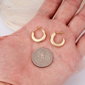14K Gold C Hoop Earrings, Thick Earrings, Everyday Jewelry for Women, Thick Gold Hoops, Chunky Hoop Earrings, Tube Earrings, Bridal Gift image 6