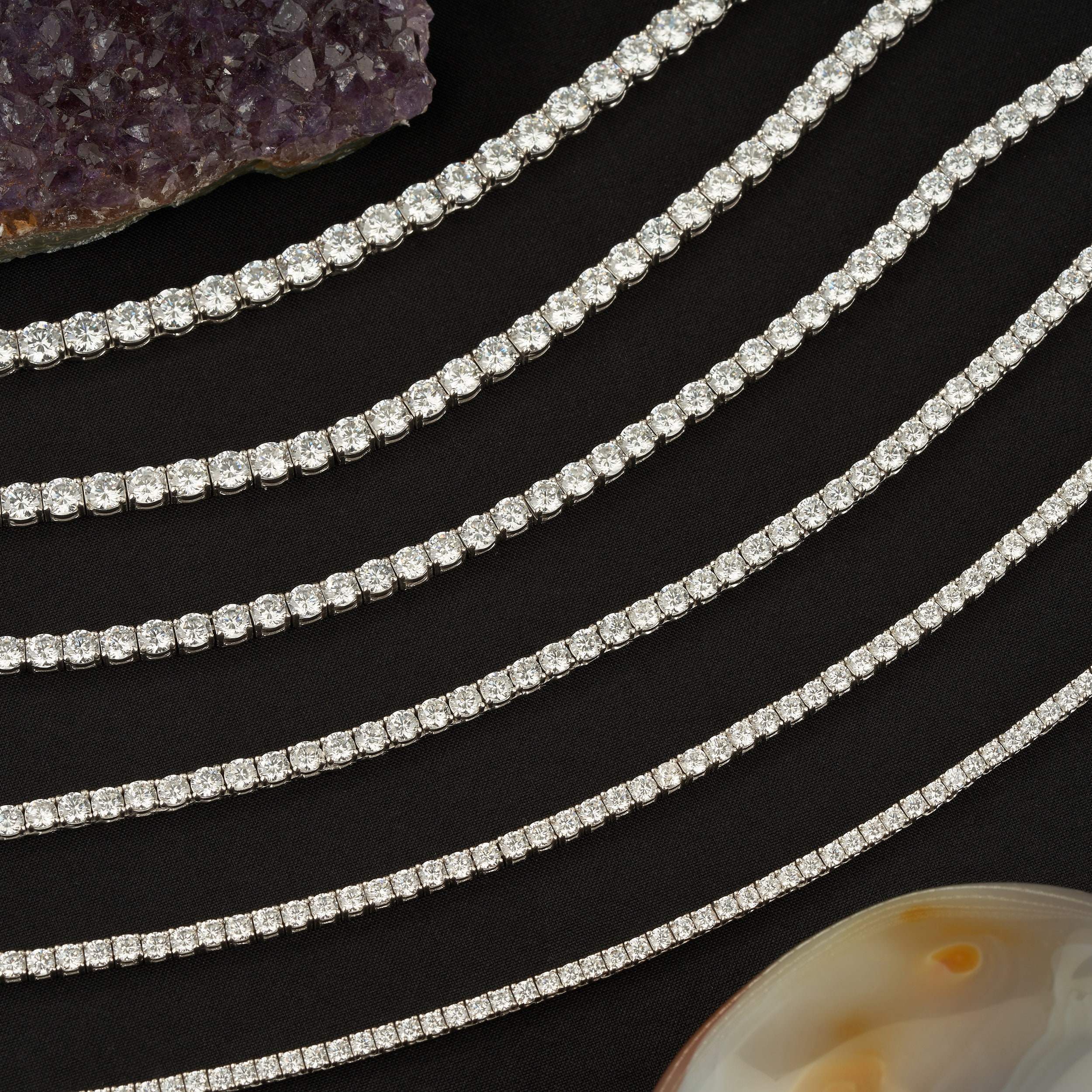 925 Sterling Silver CZ Tennis Necklace: Minimalist Chain Bracelet