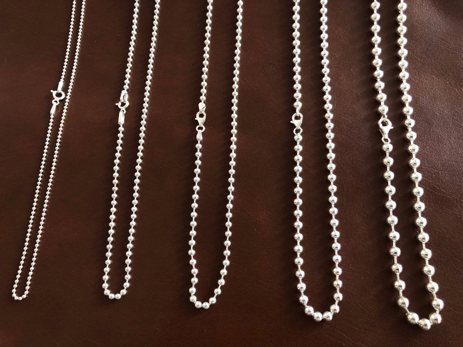 Solid 925 Sterling Silver Ball Bead Chain Necklace Chains for Etsy
