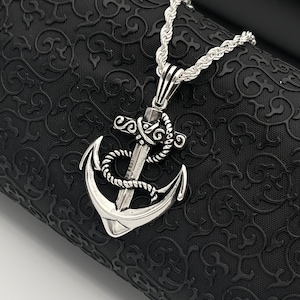 Solid Silver Anchor Necklace, Silver Chain For Men and Women, Anchor jewelry, Anchor Pendant for Women, Nautical Jewelry, Anniversary Gift