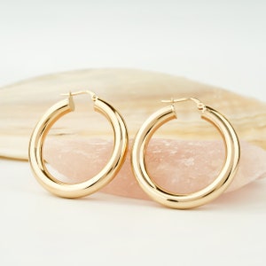 14K Gold Hoops Earrings, Real Gold Earrings, 14K Solid Gold Hoops, Earrings for Women, Gold Earring Jewelry, Gift for Girlfriend
