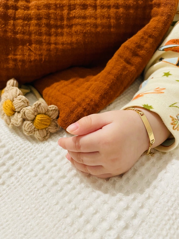 14K Solid Gold Baby ID Bracelet Personalized Baby Jewelry Gold Bracelet for Kid Children Bracelet Kid Name Bracelet Newborn Gift Etsy
