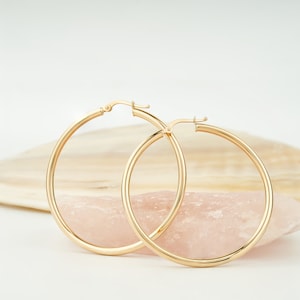 14K Gold Classic Endless Hoops Earrings, Large Gold Hoops for Women, Yellow Gold Earrings, 14K Solid Gold Hoops, Endless Infinity Hoops