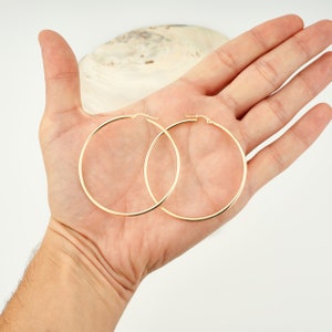 14K Real Gold Lightweight Classic Endless Hoops Earrings, Women's Gold Jewelry, Solid Gold Dainty Hoops, 14K Yellow Gold Huggies Earrings