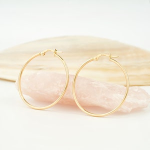 14K Gold Hoops Earrings, Real Gold Earrings, 14K Solid Gold Hoops, Earrings for Women, Gold Earring Jewelry, Gift for Girlfriend