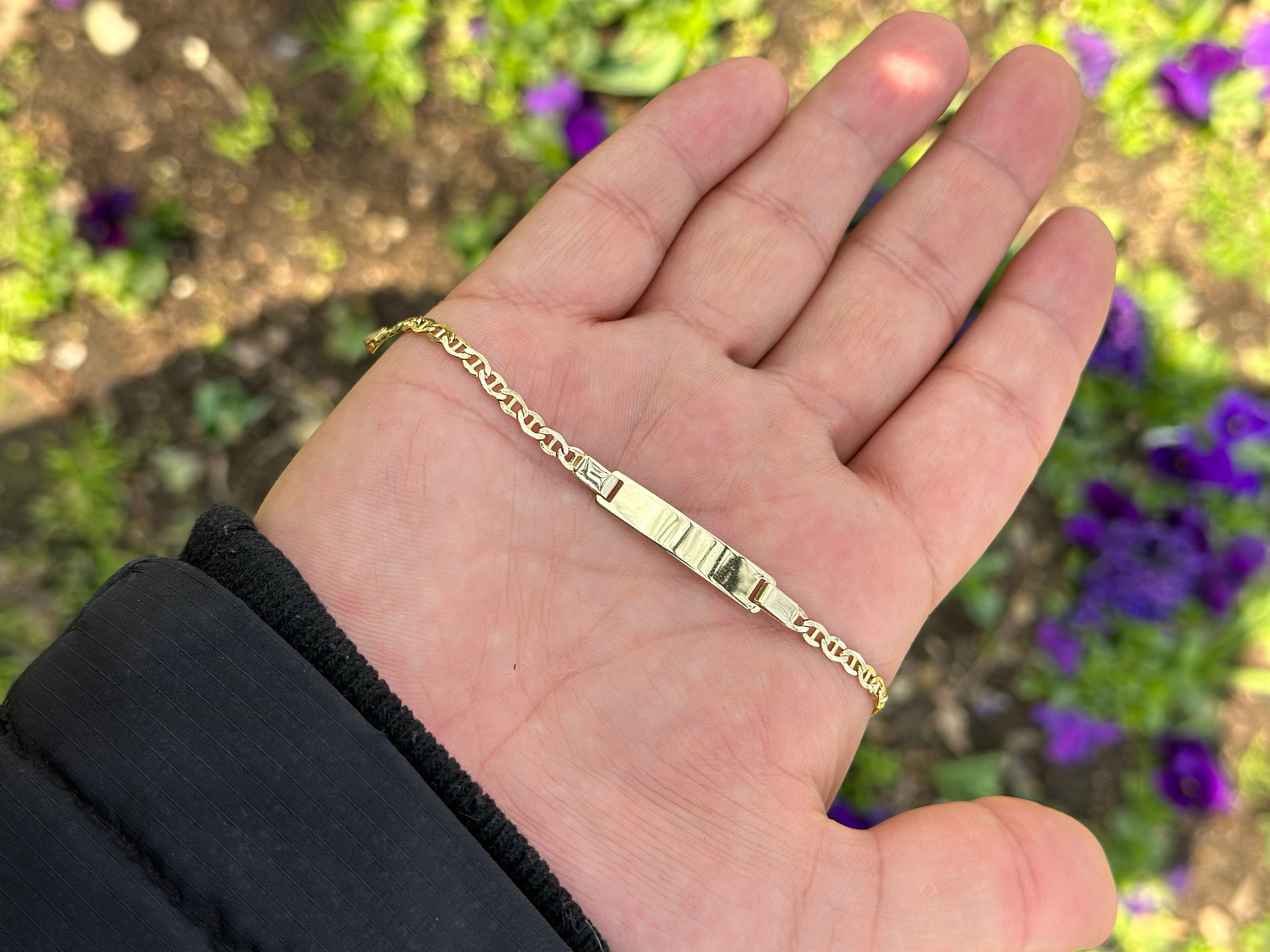 14K Solid Gold Engraved Name Bracelet for Women Personalized Bar Bracelet Women Gold Bracelet Custom Bracelet Dainty Initial Bracelet