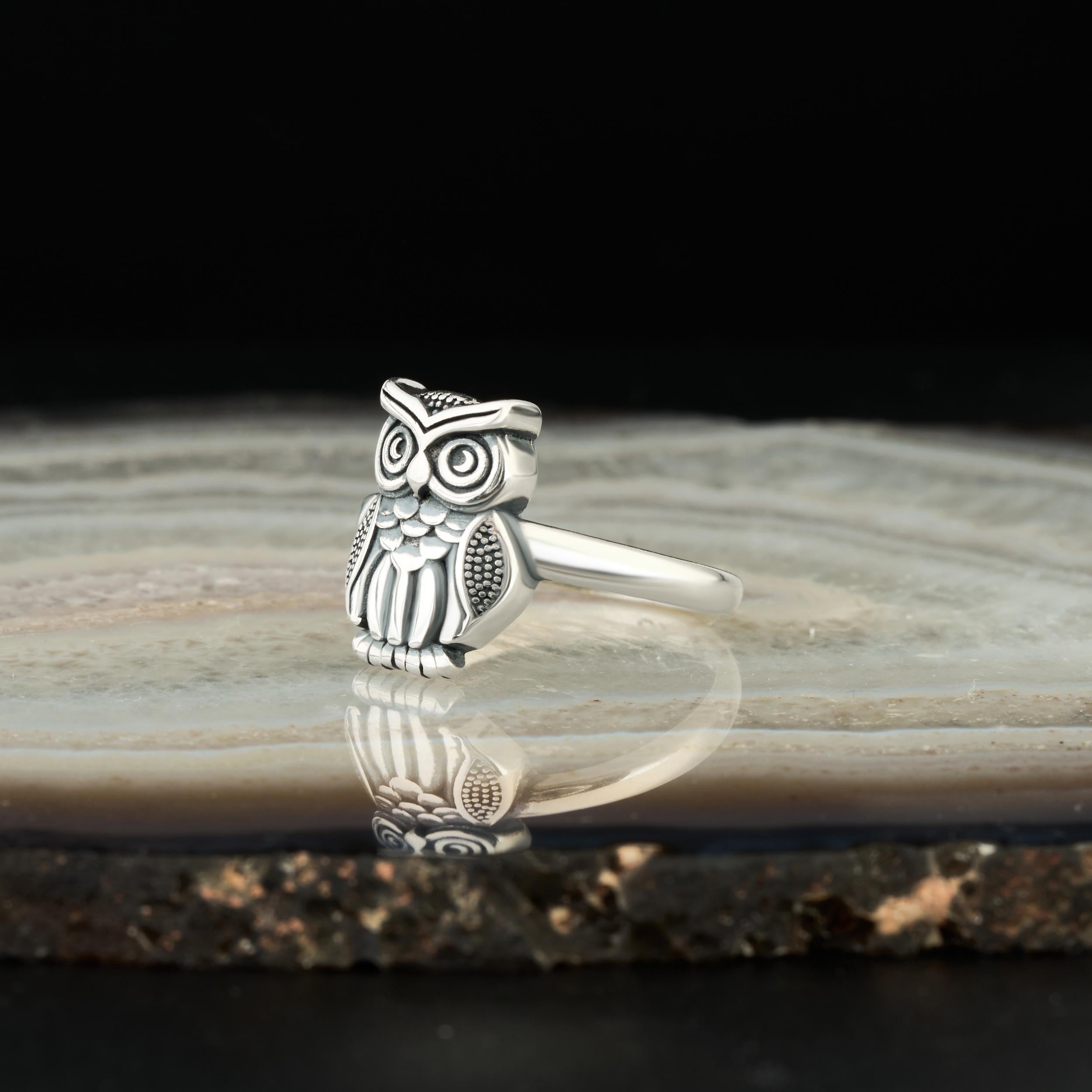 Sterling Silver Owl Ring, Animal Jewelry, Gift for Her