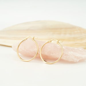 Solid 14k Yellow Gold Small Hoops Earrings, Minimal Round Endless Hoops, 14K Gold Jewelry, Endless Hoop Earrings, Dainty Gold Hoops
