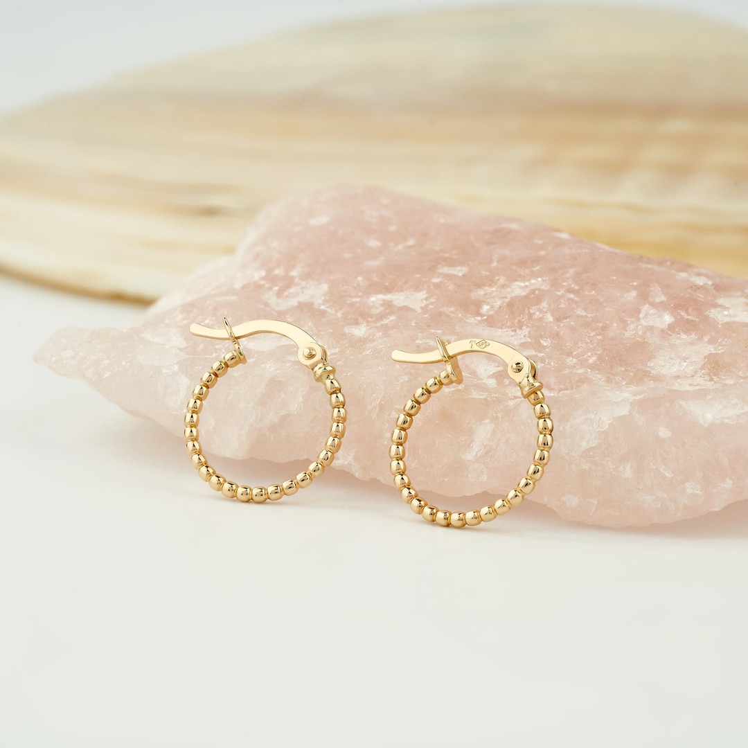 14K Gold Hoops Earrings Real Gold Earrings 14K Solid Gold Etsy
