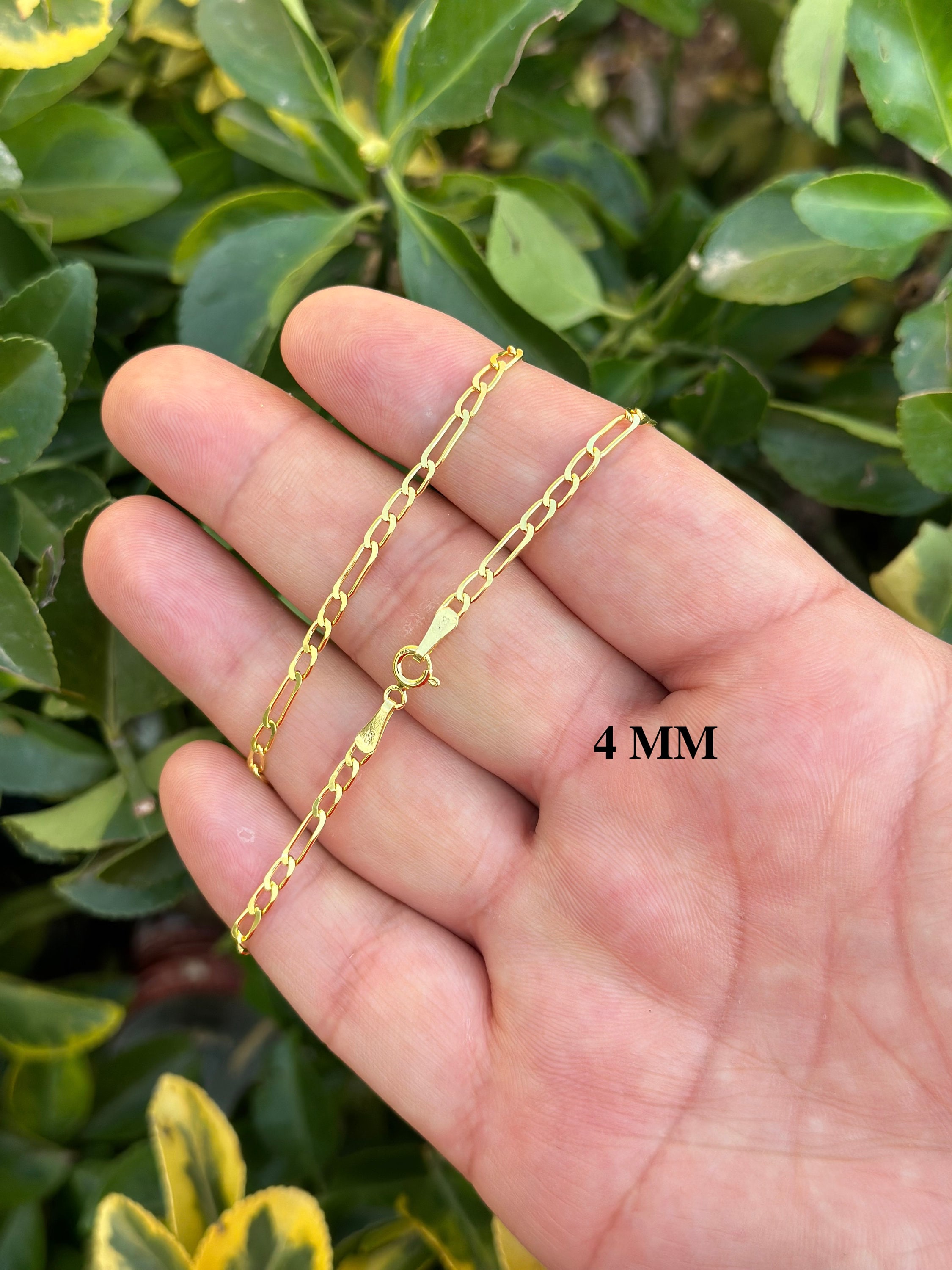 4 Mm Figaro Pflaster Kette. Vermeil - Gold über Sterlingsilber 2