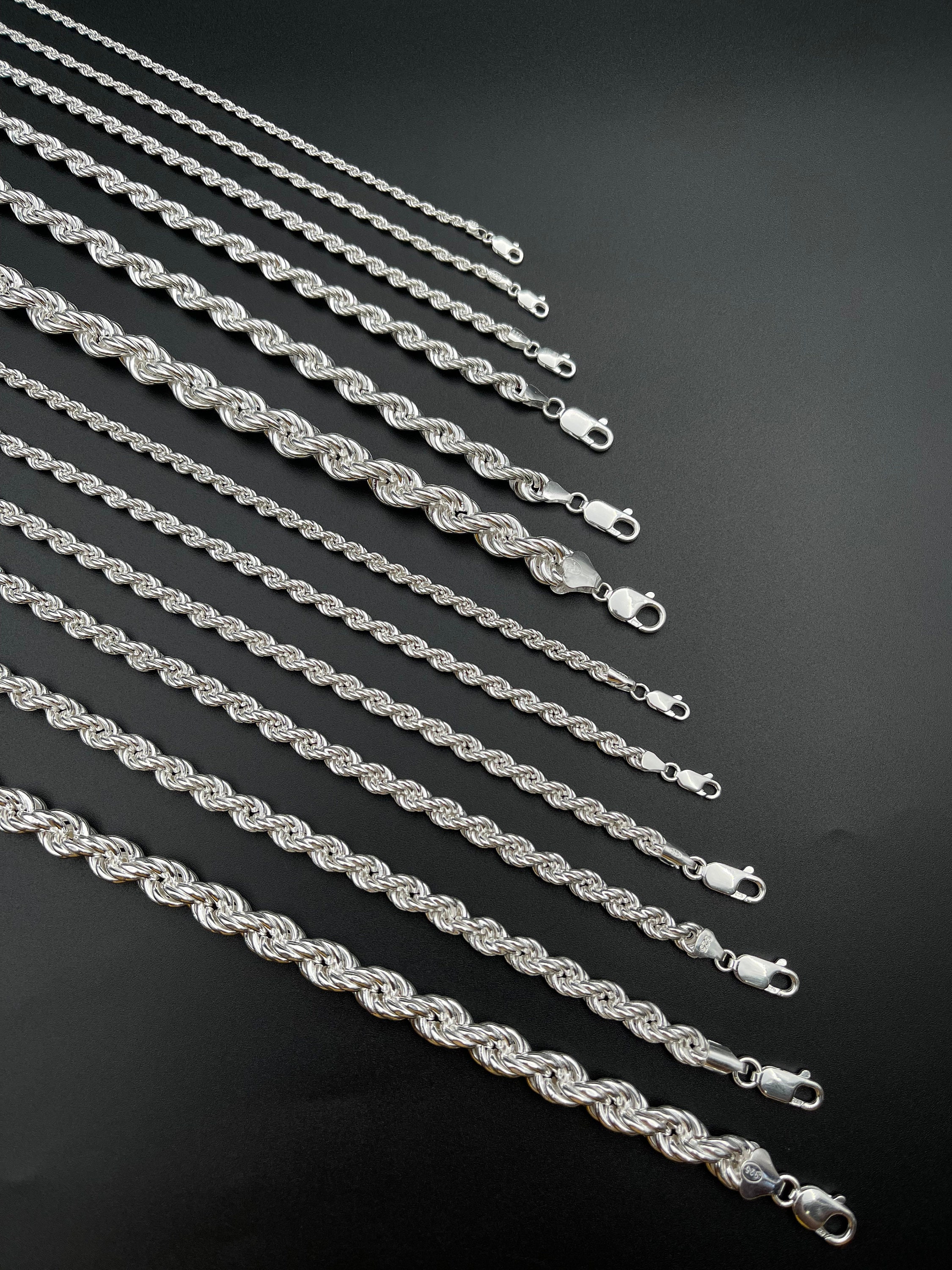 Solid Sterling Silver Rope Chain, 925 Silver Rope Chain