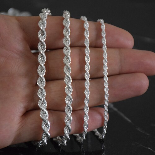Handmade Rope Chain Necklace 9mm Solid 925 Sterling Silver Etsy