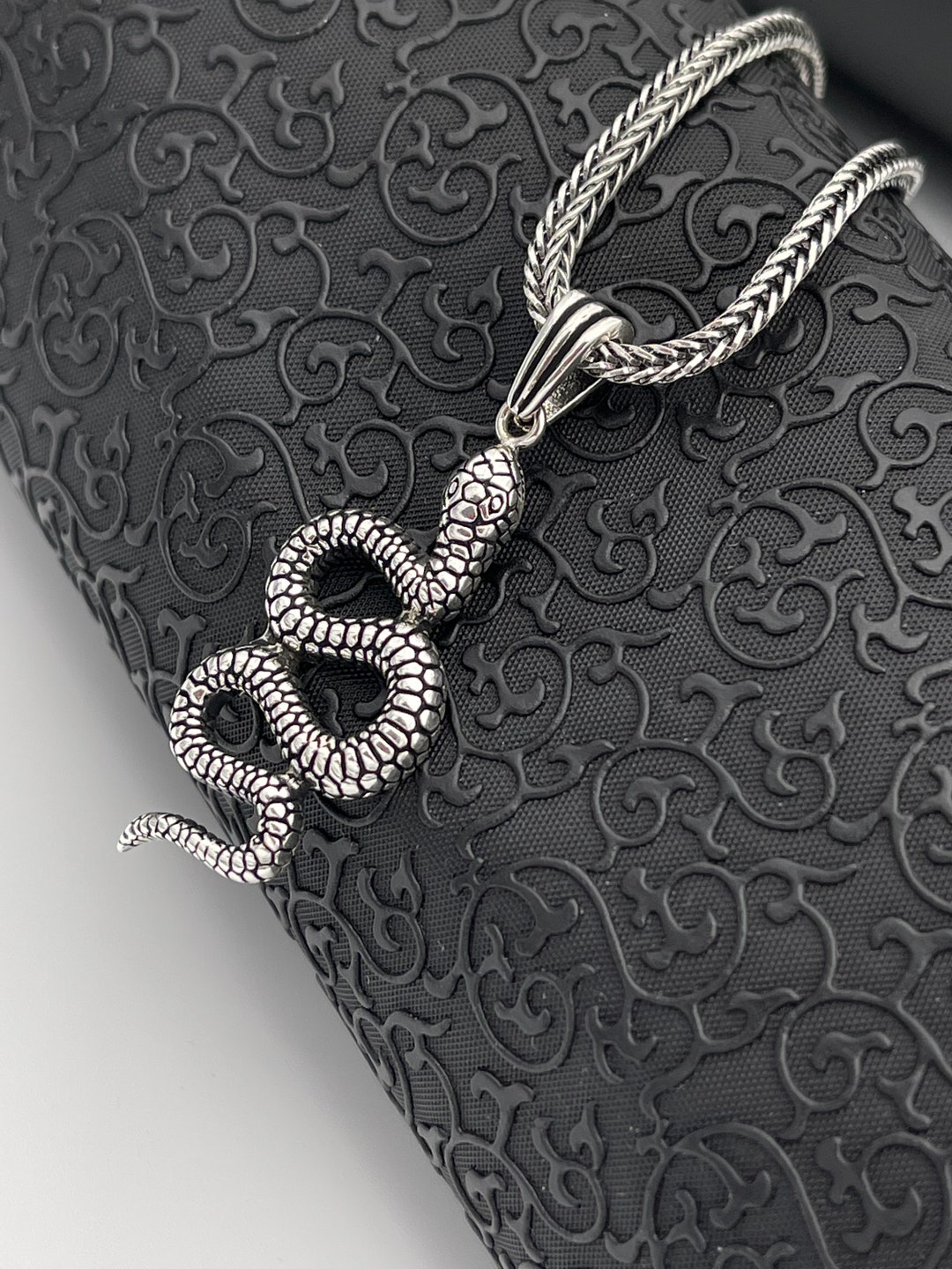 Sterling Silver Snake Pendant Necklace: Gothic Unisex Jewelry - Etsy