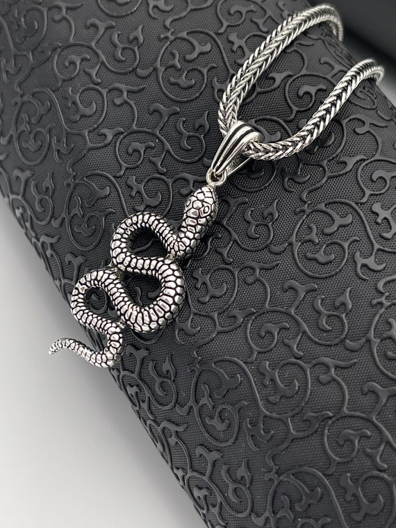 Sterling Silver Snake Pendant Necklace: Gothic Unisex Jewelry - Etsy Sterling Silver Snake Pendant Necklace: Gothic Unisex Jewelry - Etsy