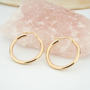 14K Gold Hoops Earrings, Real Gold Earrings, 14K Solid Gold Hoops, Earrings for Women, Gold Earring Jewelry, Gift for Girlfriend