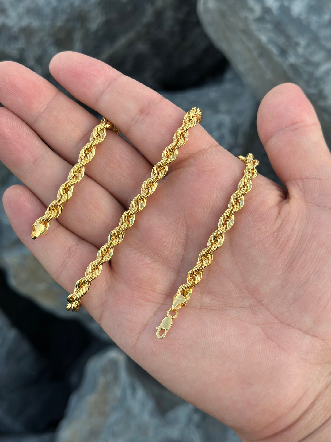 14K Solid Gold Rope Chain, 6mm Thick Gold Chain Choker Necklace