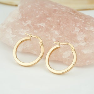 14K Real Gold Hoops Earrings, Earrings for Women, Gold Earring Jewelry, Gold Lightweight Hoops, Small Gold Hoop Earrings, Dainty Earrings