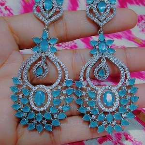 CZ Bridal Earring/Cubic Zirconia Earring/Trendy/Ethnic Earring/American Diamond earring/Indian Wedding Jewelry/Bollywood Earrings/Fashion