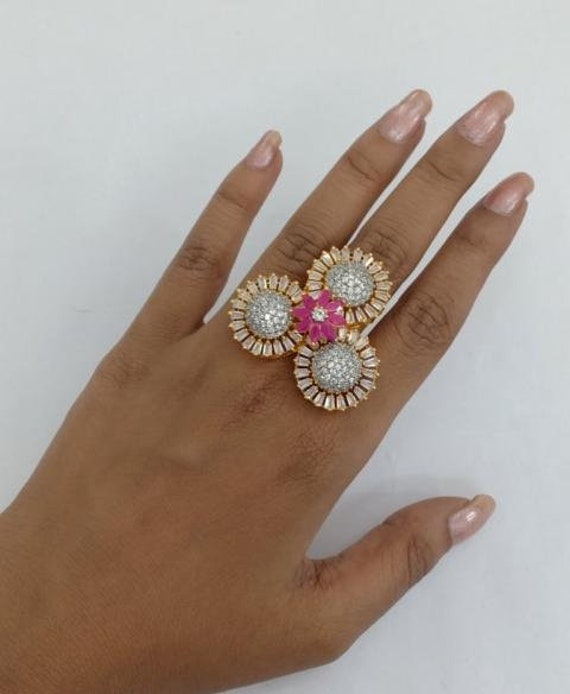 pink myntra american diamond jewellery