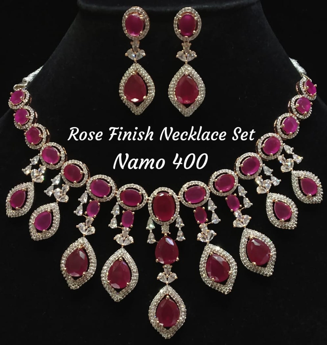 American Diamond Necklace Set With Earring main image 1