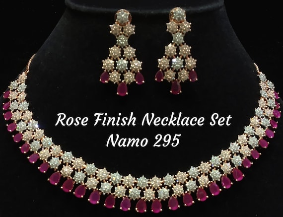 CZ Stone Necklace American Diamond Necklace Bridal Necklace Wedding Jewellery Indian Wedding Jewellery