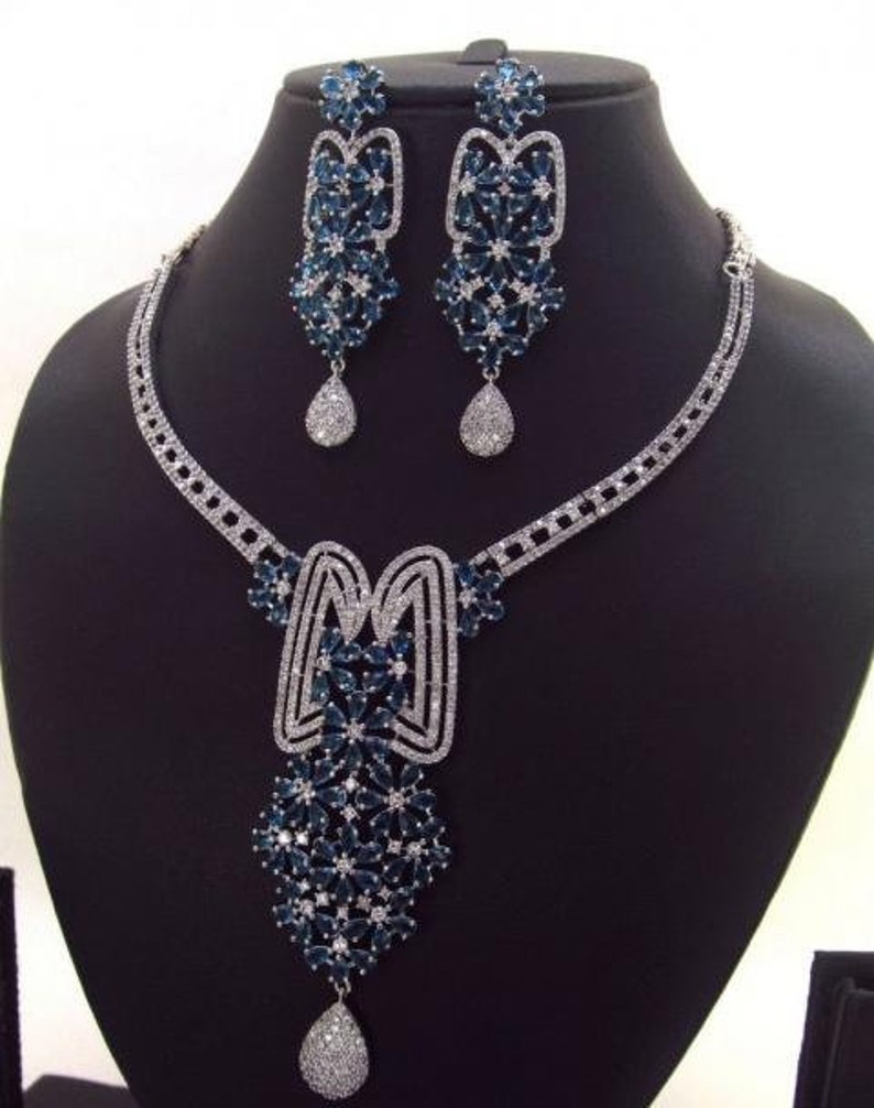 Bridal CZ American Diamond Necklace Set Cubic Zirconia - Etsy